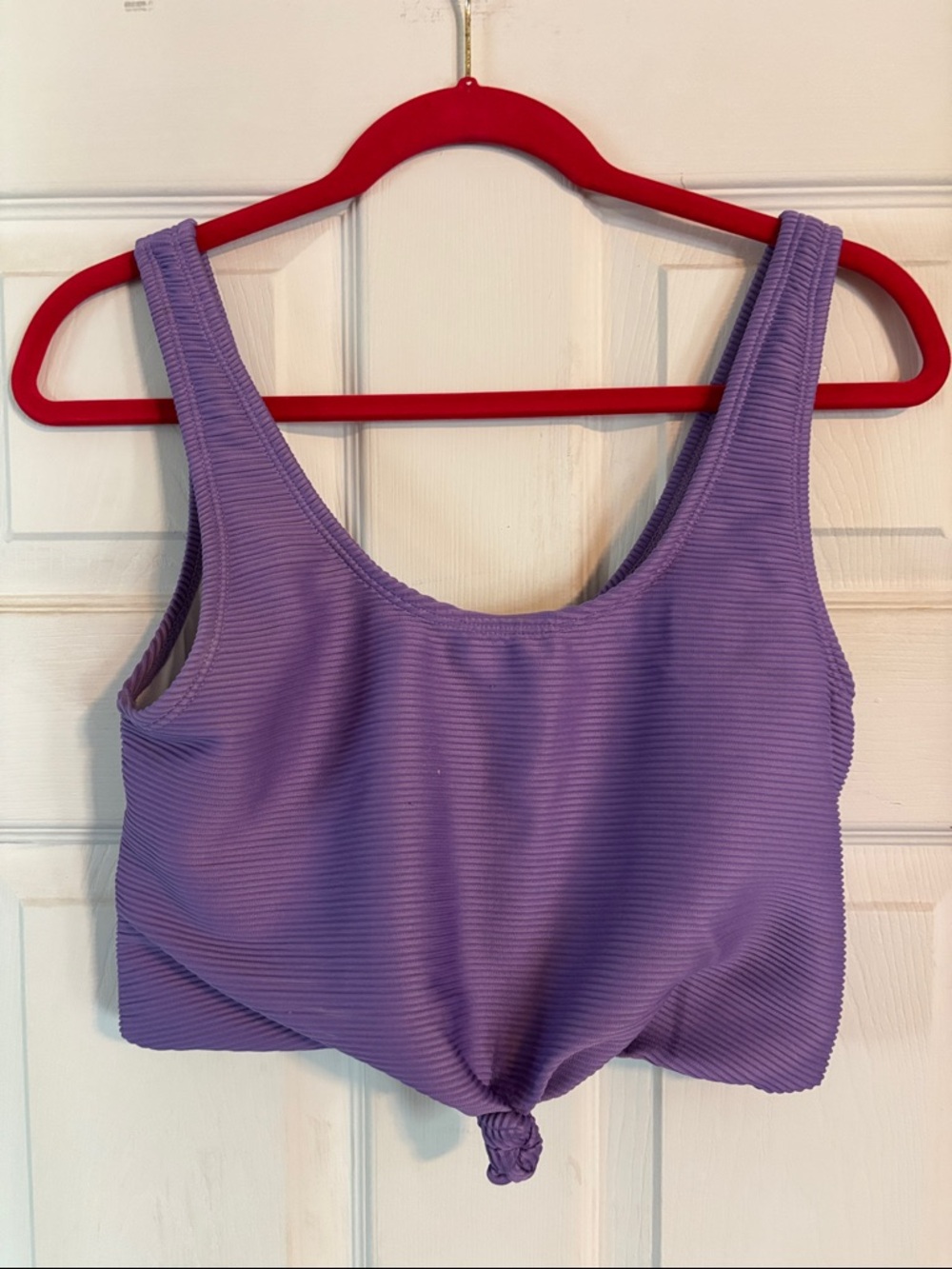 Coral Reef SZ M Purple Ribbed Knot Front Swim Sports Bra